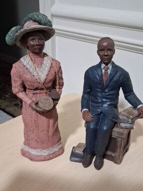 Sarah's Attic Decorative Vintage-Style Black Couple Figurines Set